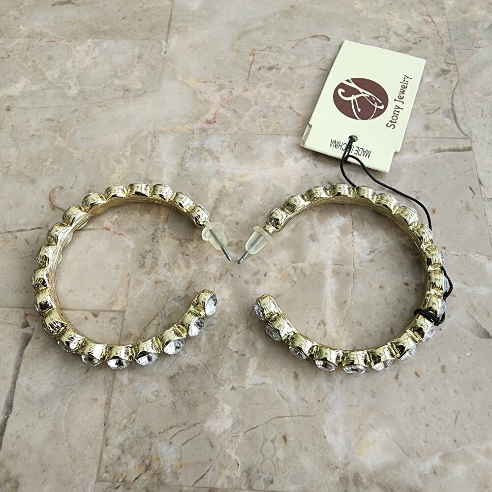 Stony Fashion Hoop Earrings